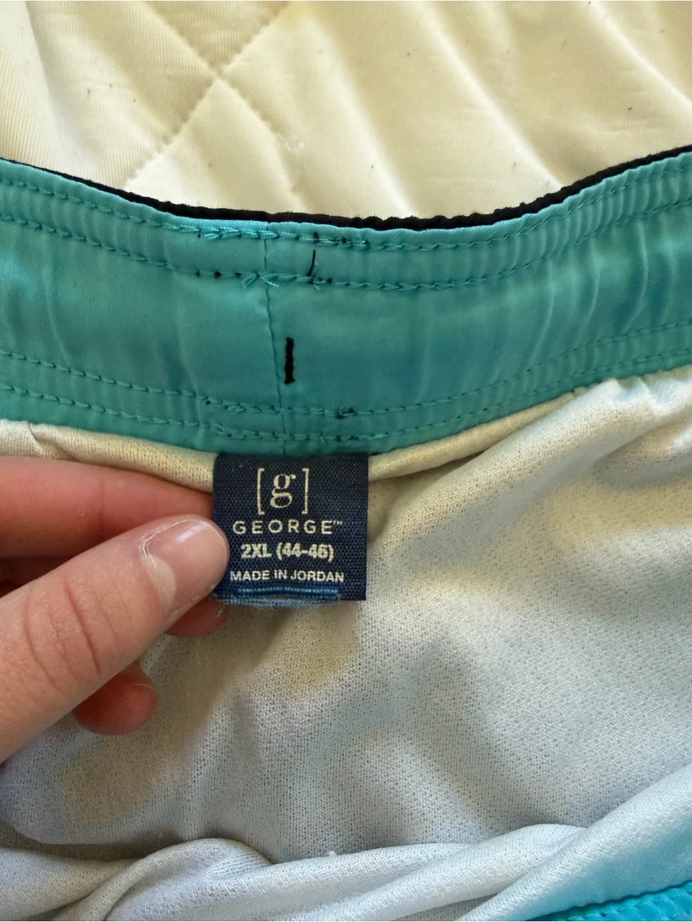 George Black and Aqua Colorblock Swim Trunks